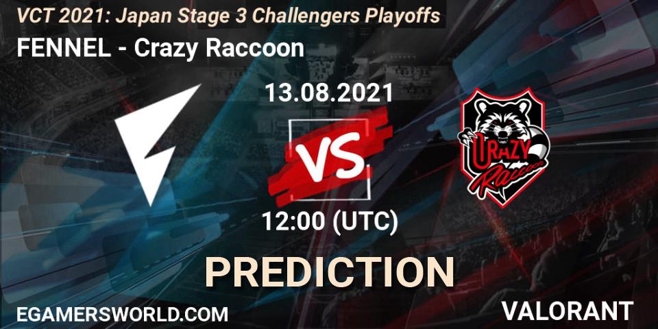 FENNEL vs Crazy Raccoon: Betting TIp, Match Prediction. 13.08.21. VALORANT, VCT 2021: Japan Stage 3 Challengers Playoffs