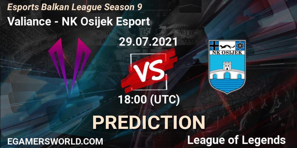 Valiance vs NK Osijek Esport: Betting TIp, Match Prediction. 29.07.21. LoL, Esports Balkan League Season 9