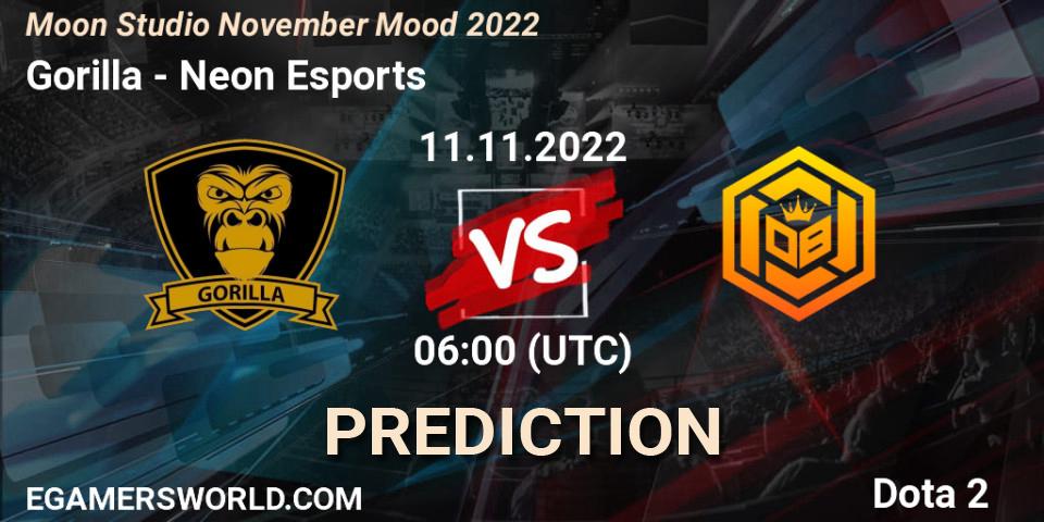 Gorilla vs Neon Esports: Betting TIp, Match Prediction. 11.11.22. Dota 2, Moon Studio November Mood 2022