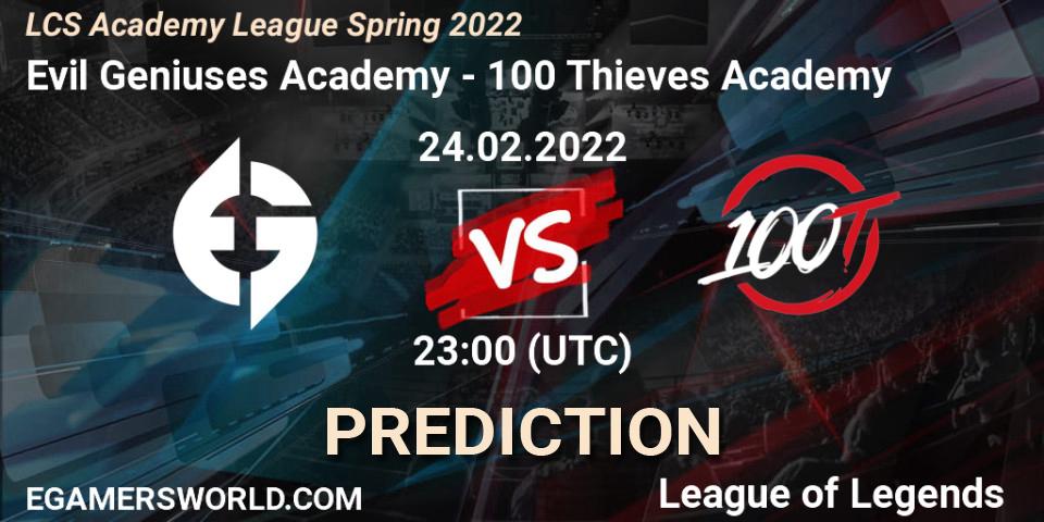 Evil Geniuses Academy vs 100 Thieves Academy: Betting TIp, Match Prediction. 24.02.22. LoL, LCS Academy League Spring 2022