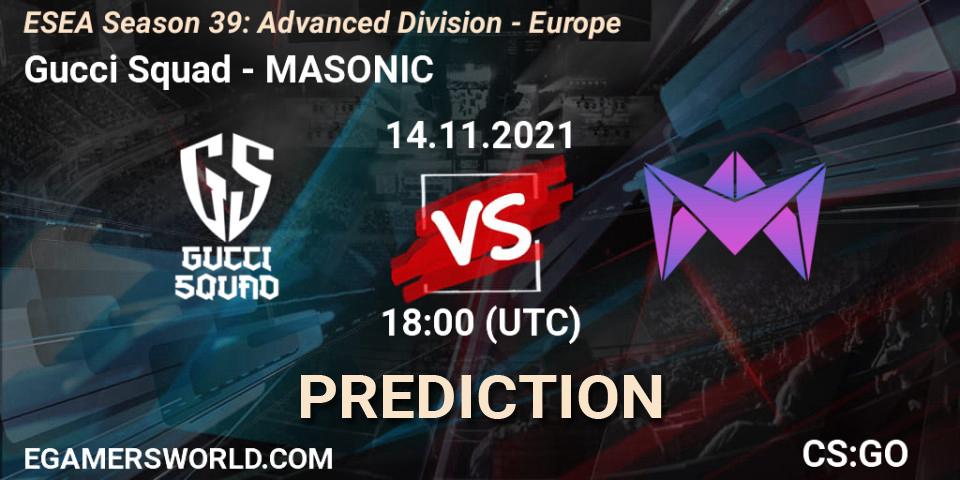 Gucci Squad vs MASONIC: Betting TIp, Match Prediction. 14.11.21. CS2 (CS:GO), ESEA Season 39: Advanced Division - Europe