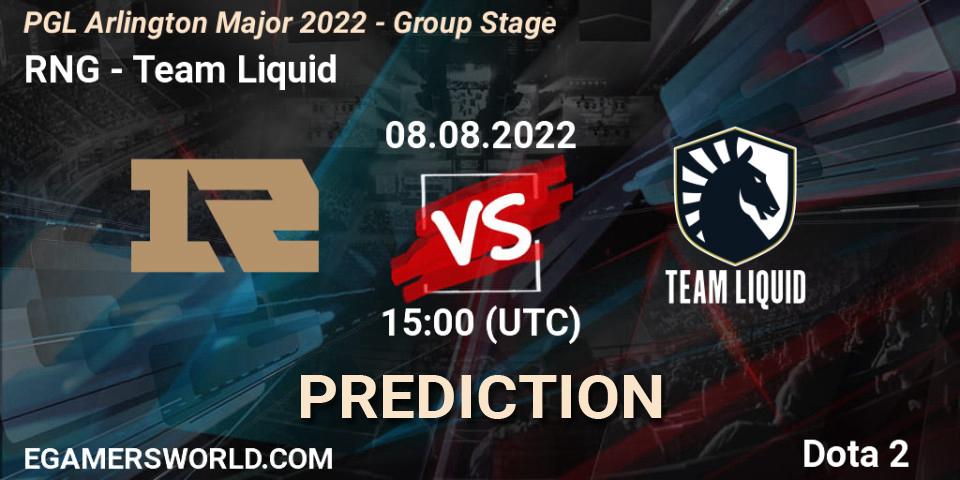 RNG vs Team Liquid: Betting TIp, Match Prediction. 08.08.22. Dota 2, PGL Arlington Major 2022 - Group Stage