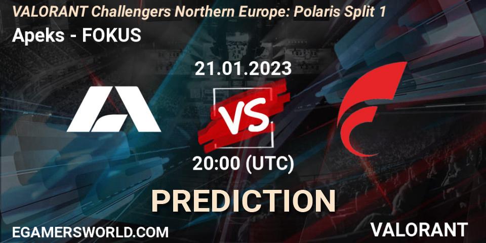 Apeks vs FOKUS: Betting TIp, Match Prediction. 21.01.23. VALORANT, VALORANT Challengers 2023 Northern Europe: Polaris Split 1