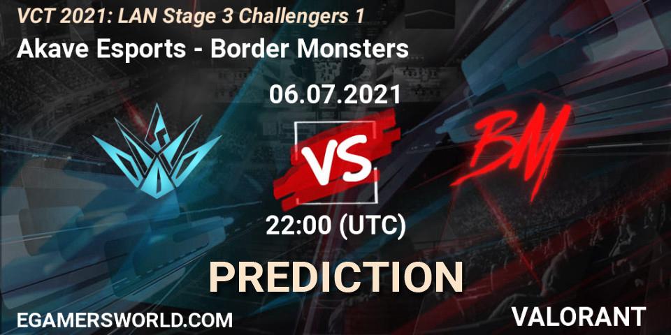 Akave Esports vs Border Monsters: Betting TIp, Match Prediction. 06.07.2021 at 22:00. VALORANT, VCT 2021: LAN Stage 3 Challengers 1