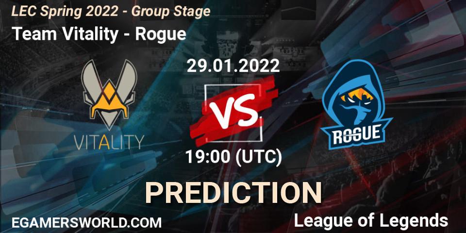 Team Vitality vs Rogue: Betting TIp, Match Prediction. 29.01.2022 at 19:00. LoL, LEC Spring 2022 - Group Stage