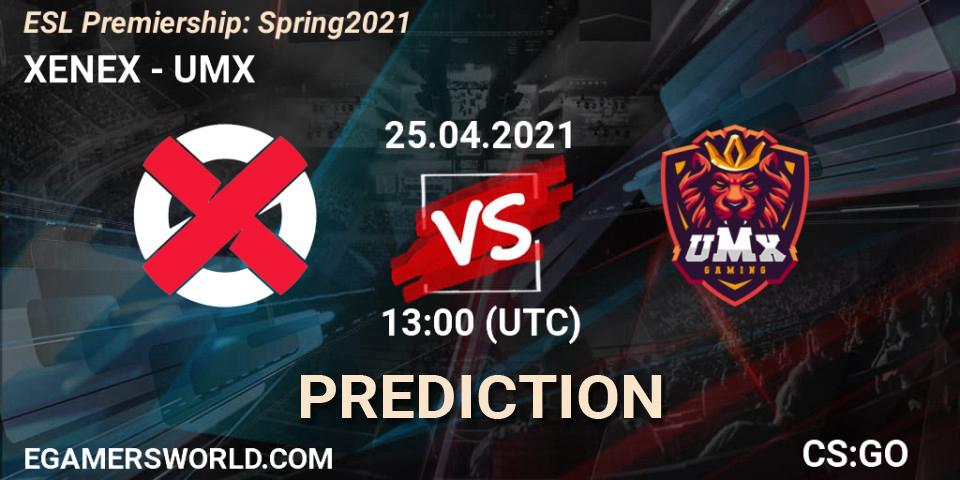 XENEX vs UMX: Betting TIp, Match Prediction. 25.04.2021 at 13:00. Counter-Strike (CS2), ESL Premiership: Spring 2021