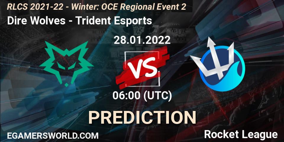 Dire Wolves vs Trident Esports: Betting TIp, Match Prediction. 28.01.2022 at 06:00. Rocket League, RLCS 2021-22 - Winter: OCE Regional Event 2