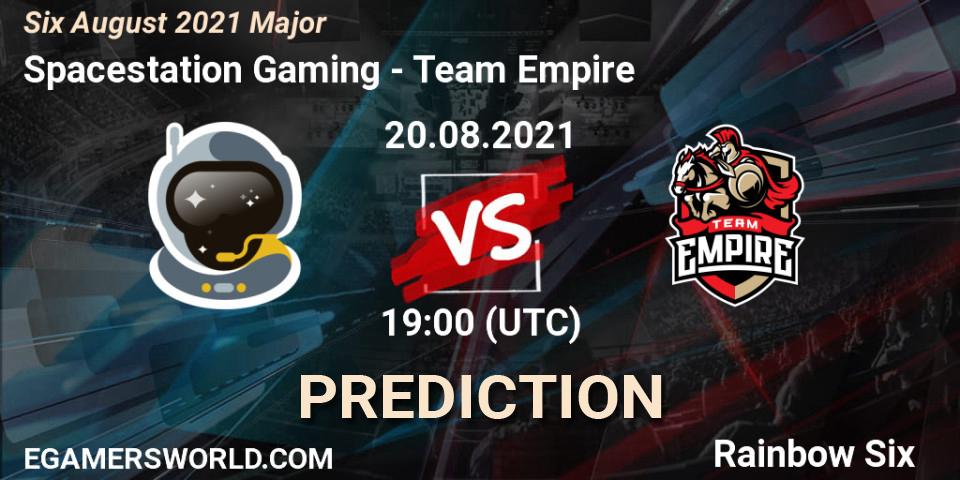 Spacestation Gaming vs Team Empire: Betting TIp, Match Prediction. 20.08.2021 at 18:30. Rainbow Six, Six August 2021 Major