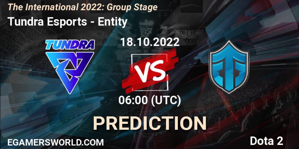 Tundra Esports vs Entity: Betting TIp, Match Prediction. 18.10.2022 at 06:17. Dota 2, The International 2022: Group Stage