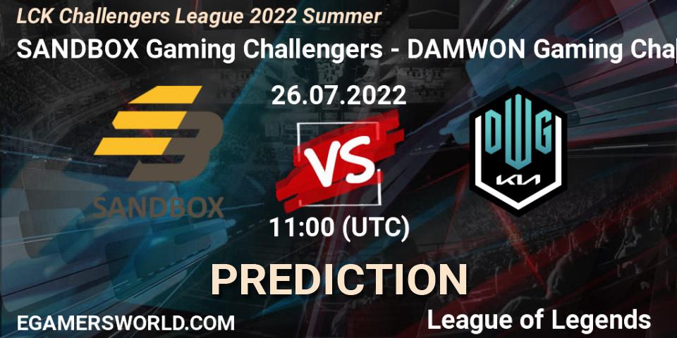SANDBOX Gaming Challengers vs DAMWON Gaming Challengers: Betting TIp, Match Prediction. 26.07.2022 at 11:00. LoL, LCK Challengers League 2022 Summer