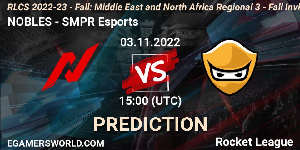 NOBLES vs SMPR Esports: Betting TIp, Match Prediction. 03.11.22. Rocket League, RLCS 2022-23 - Fall: Middle East and North Africa Regional 3 - Fall Invitational