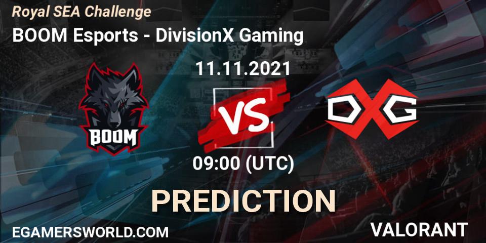 BOOM Esports vs DivisionX Gaming: Betting TIp, Match Prediction. 11.11.2021 at 09:00. VALORANT, Royal SEA Challenge
