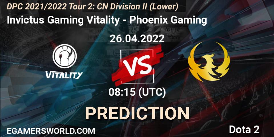 Invictus Gaming Vitality vs Phoenix Gaming: Betting TIp, Match Prediction. 26.04.22. Dota 2, DPC 2021/2022 Tour 2: CN Division II (Lower)