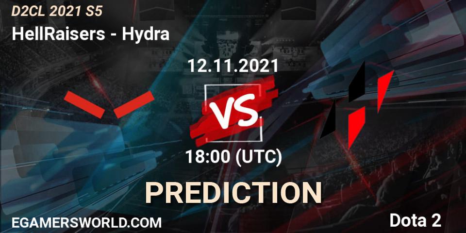 HellRaisers vs Hydra: Betting TIp, Match Prediction. 12.11.2021 at 12:02. Dota 2, Dota 2 Champions League 2021 Season 5