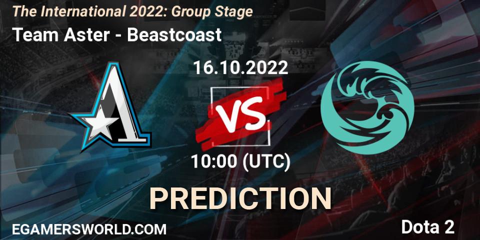 Team Aster vs Beastcoast: Betting TIp, Match Prediction. 16.10.2022 at 11:56. Dota 2, The International 2022: Group Stage