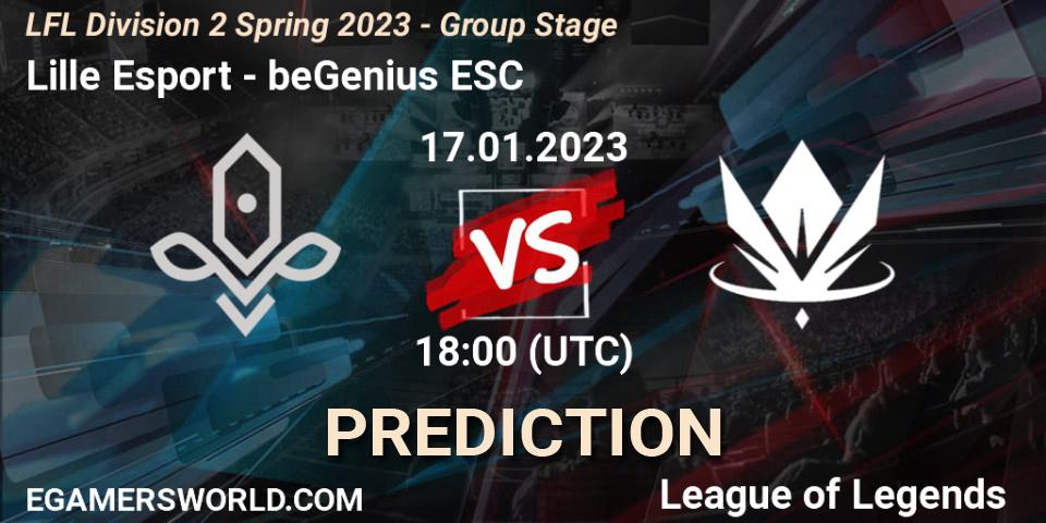 Lille Esport vs beGenius ESC: Betting TIp, Match Prediction. 17.01.23. LoL, LFL Division 2 Spring 2023 - Group Stage