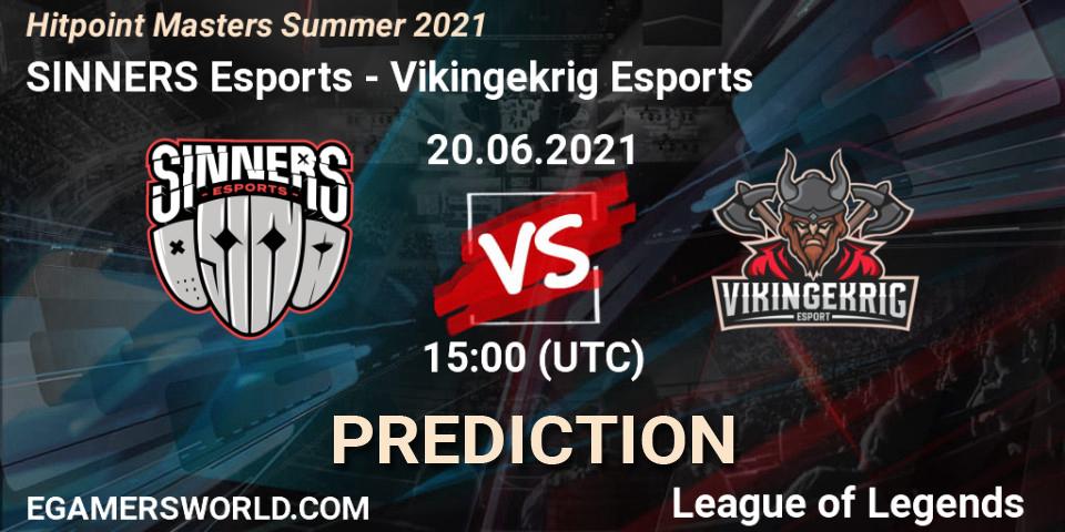 SINNERS Esports vs Vikingekrig Esports: Betting TIp, Match Prediction. 20.06.2021 at 15:30. LoL, Hitpoint Masters Summer 2021