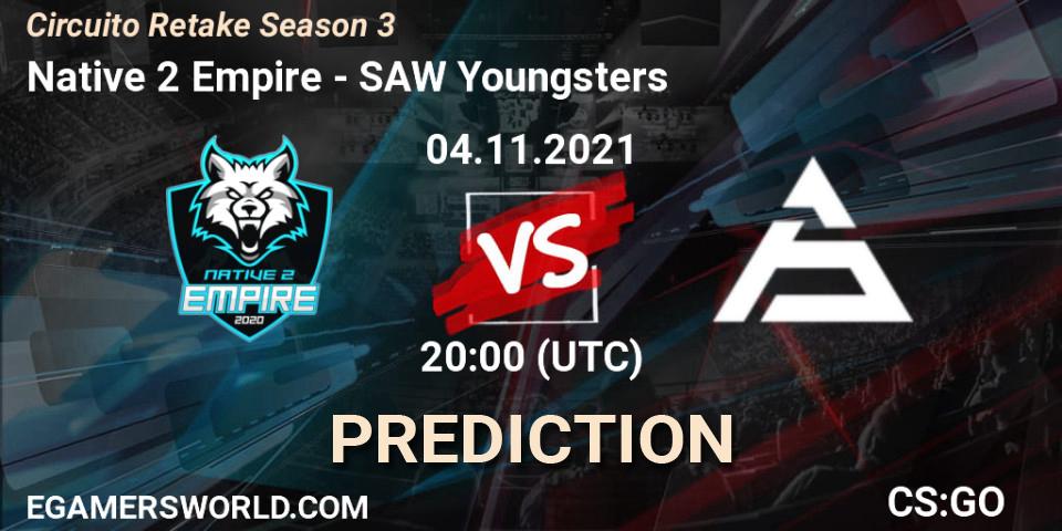Native 2 Empire vs SAW Youngsters: Betting TIp, Match Prediction. 04.11.2021 at 20:00. Counter-Strike (CS2), Circuito Retake Season 3