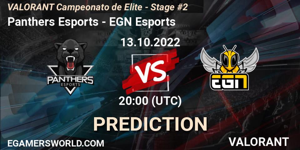 Panthers Esports vs EGN Esports: Betting TIp, Match Prediction. 13.10.2022 at 20:10. VALORANT, VALORANT Campeonato de Elite - Stage #2