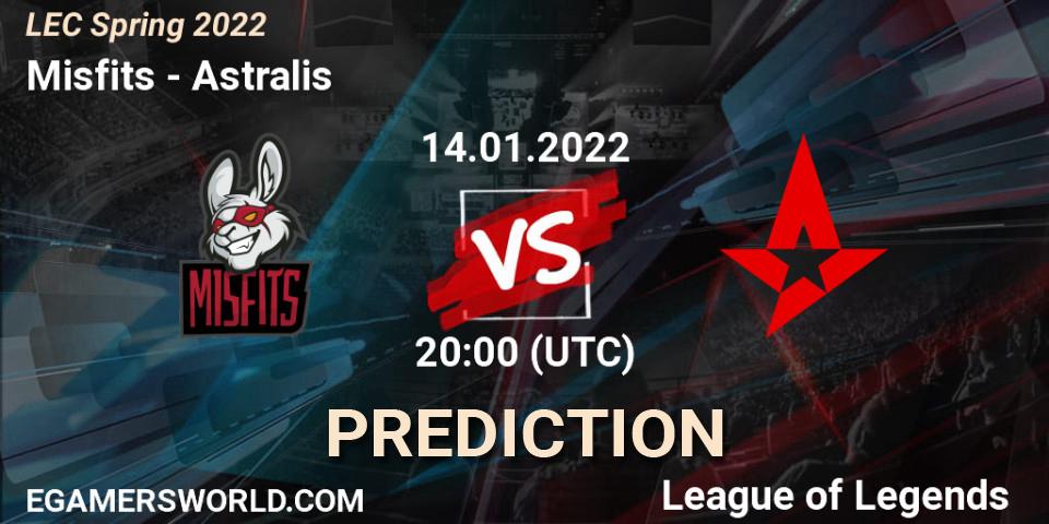 Misfits vs Astralis: Betting TIp, Match Prediction. 14.01.22. LoL, LEC Spring 2022 - Group Stage