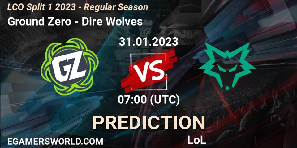 Ground Zero vs Dire Wolves: Betting TIp, Match Prediction. 31.01.23. LoL, LCO Split 1 2023 - Regular Season