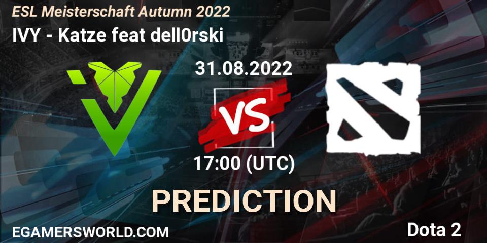 IVY vs Katze feat dell0rski: Betting TIp, Match Prediction. 31.08.2022 at 17:04. Dota 2, ESL Meisterschaft Autumn 2022