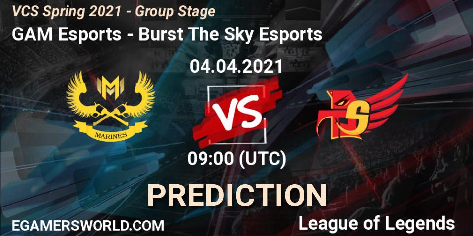 GAM Esports vs Burst The Sky Esports: Betting TIp, Match Prediction. 04.04.2021 at 10:00. LoL, VCS Spring 2021 - Group Stage