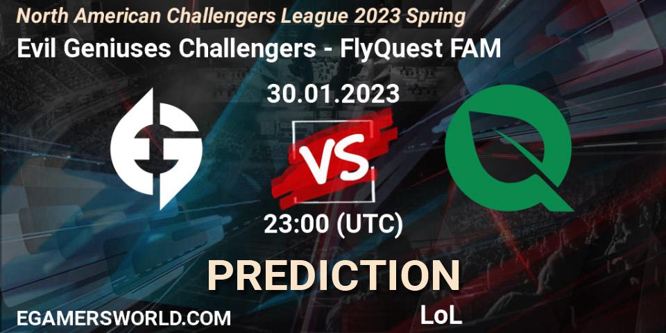 Evil Geniuses Challengers vs FlyQuest FAM: Betting TIp, Match Prediction. 30.01.23. LoL, NACL 2023 Spring - Group Stage