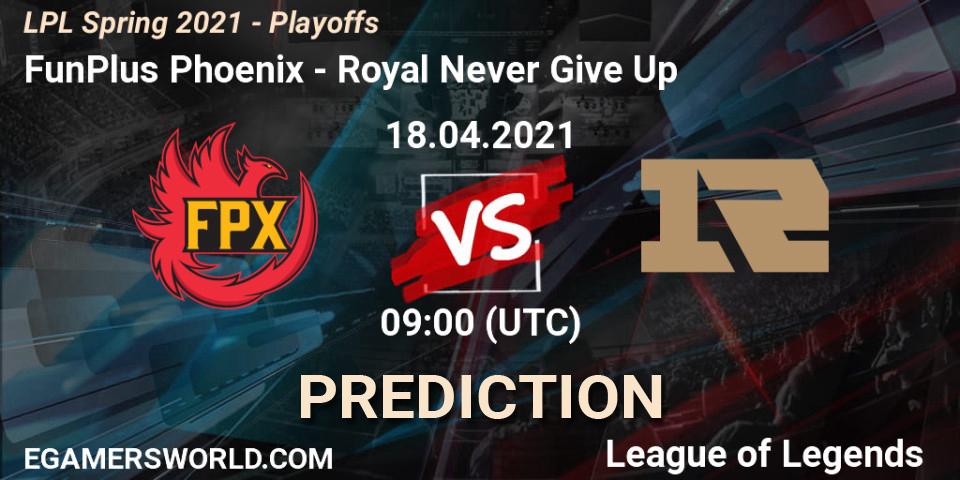 FunPlus Phoenix vs Royal Never Give Up: Betting TIp, Match Prediction. 18.04.21. LoL, LPL Spring 2021 - Playoffs