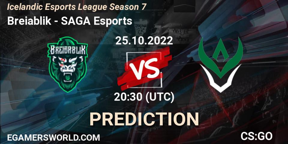 Breiðablik vs SAGA Esports: Betting TIp, Match Prediction. 25.10.2022 at 20:30. Counter-Strike (CS2), Icelandic Esports League Season 7