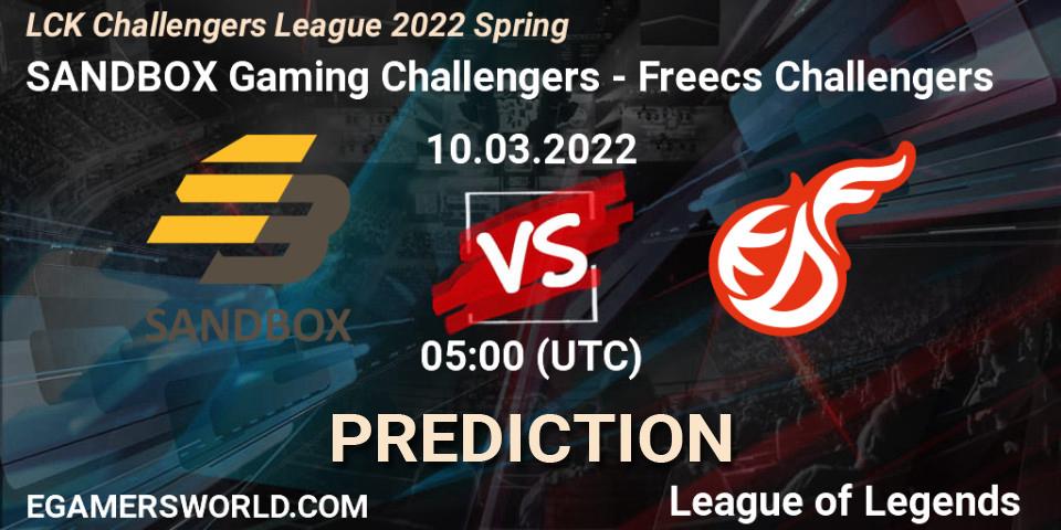 SANDBOX Gaming Challengers vs Freecs Challengers: Betting TIp, Match Prediction. 10.03.2022 at 05:00. LoL, LCK Challengers League 2022 Spring