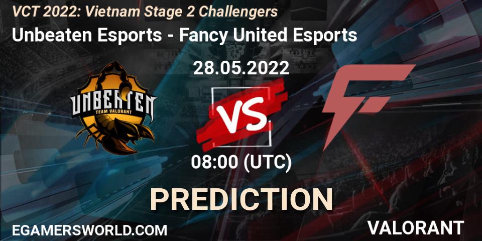 Unbeaten Esports vs Fancy United Esports: Betting TIp, Match Prediction. 28.05.2022 at 05:00. VALORANT, VCT 2022: Vietnam Stage 2 Challengers