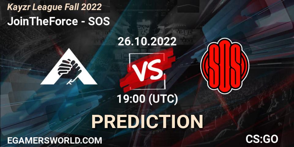 JoinTheForce vs SOS: Betting TIp, Match Prediction. 26.10.22. CS2 (CS:GO), Kayzr League Fall 2022