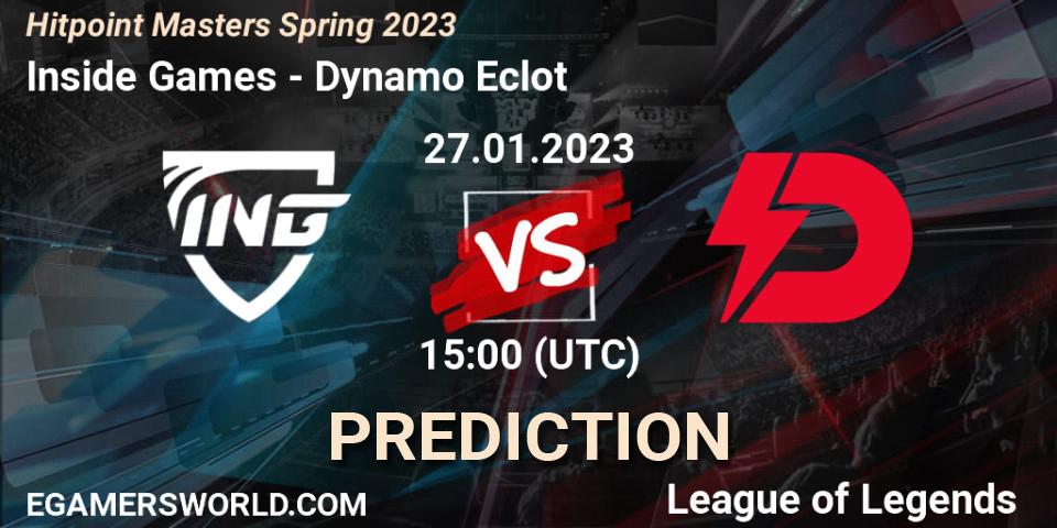 Inside Games vs Dynamo Eclot: Betting TIp, Match Prediction. 27.01.23. LoL, Hitpoint Masters Spring 2023