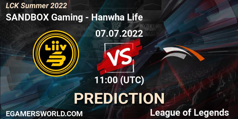 SANDBOX Gaming vs Hanwha Life: Betting TIp, Match Prediction. 07.07.22. LoL, LCK Summer 2022