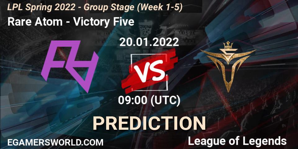Rare Atom vs Victory Five: Betting TIp, Match Prediction. 20.01.22. LoL, LPL Spring 2022 - Group Stage (Week 1-5)