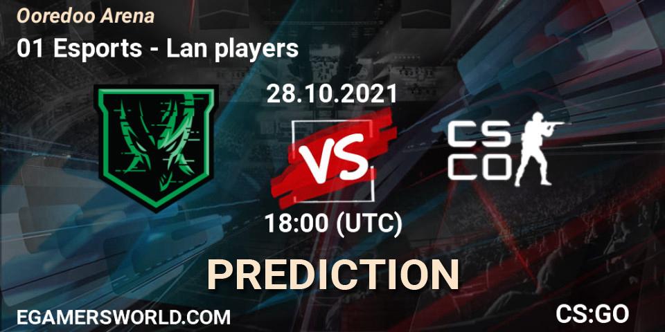 01 Esports vs Lan players: Betting TIp, Match Prediction. 28.10.2021 at 17:30. Counter-Strike (CS2), Ooredoo Arena