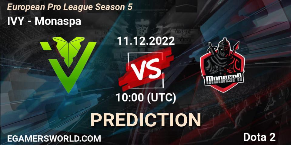 IVY vs Monaspa: Betting TIp, Match Prediction. 11.12.22. Dota 2, European Pro League Season 5