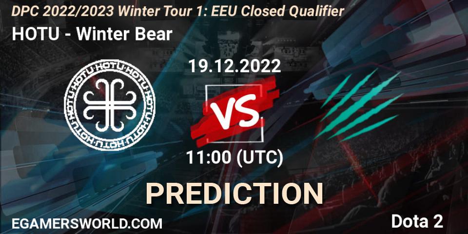 HOTU vs Winter Bear: Betting TIp, Match Prediction. 19.12.2022 at 10:09. Dota 2, DPC 2022/2023 Winter Tour 1: EEU Closed Qualifier