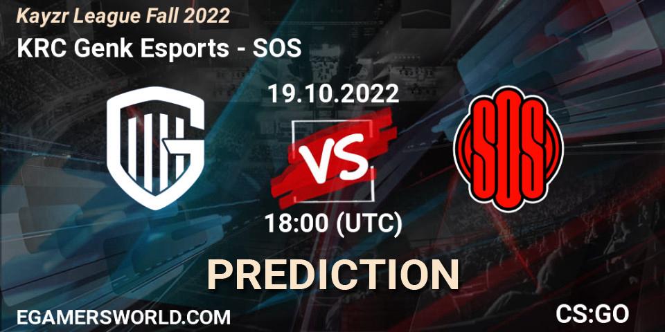 KRC Genk Esports vs SOS: Betting TIp, Match Prediction. 19.10.2022 at 18:00. Counter-Strike (CS2), Kayzr League Fall 2022
