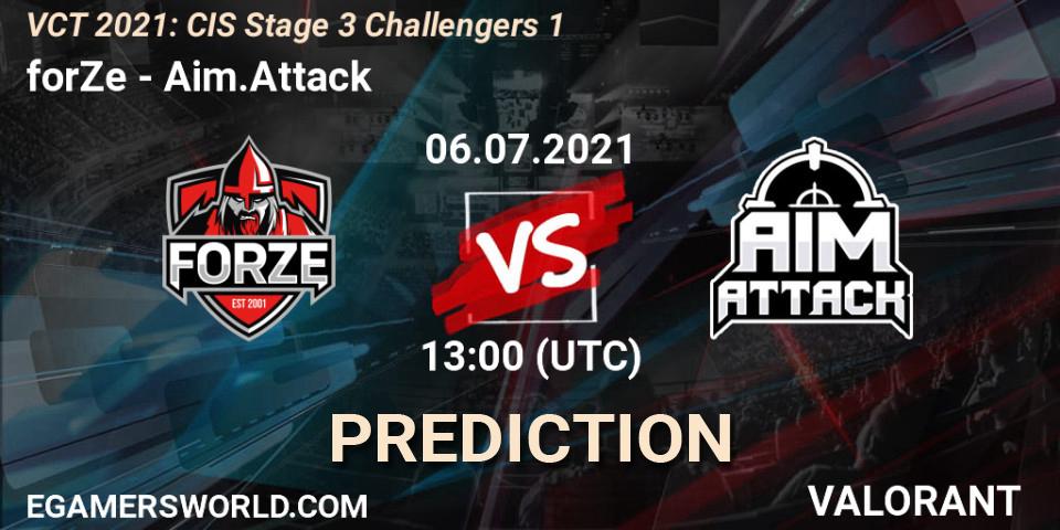forZe vs Aim.Attack: Betting TIp, Match Prediction. 06.07.2021 at 13:00. VALORANT, VCT 2021: CIS Stage 3 Challengers 1