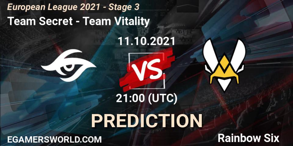 Team Secret vs Team Vitality: Betting TIp, Match Prediction. 11.10.21. Rainbow Six, European League 2021 - Stage 3