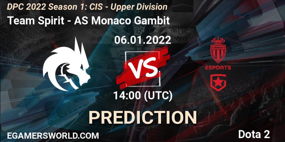Team Spirit vs AS Monaco Gambit: Betting TIp, Match Prediction. 06.01.22. Dota 2, DPC 2022 Season 1: CIS - Upper Division