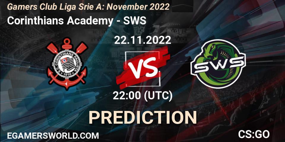 Corinthians Academy vs SWS: Betting TIp, Match Prediction. 22.11.22. CS2 (CS:GO), Gamers Club Liga Série A: November 2022