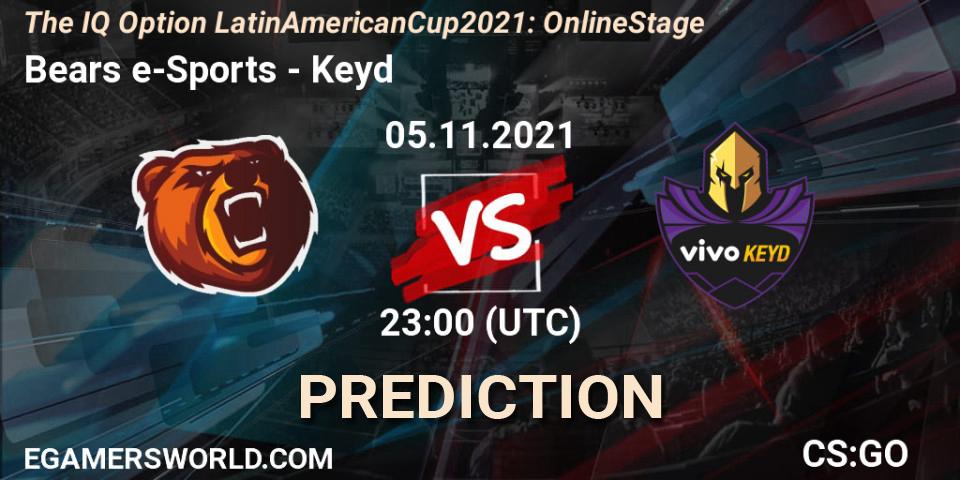 Bears e-Sports vs Keyd: Betting TIp, Match Prediction. 05.11.2021 at 23:00. Counter-Strike (CS2), The IQ Option Latin American Cup 2021: Online Stage