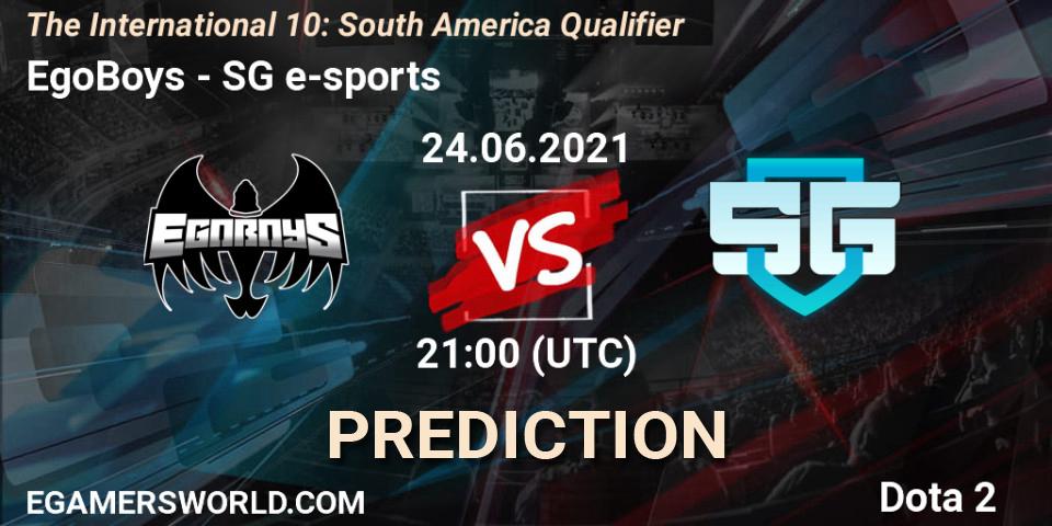 EgoBoys vs SG e-sports: Betting TIp, Match Prediction. 24.06.21. Dota 2, The International 10: South America Qualifier