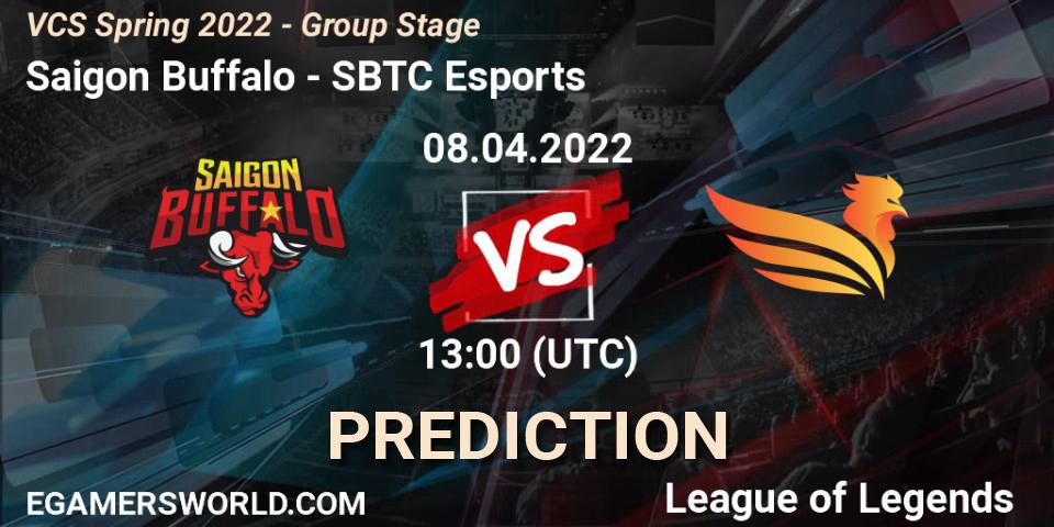 Saigon Buffalo vs SBTC Esports: Betting TIp, Match Prediction. 07.04.2022 at 13:00. LoL, VCS Spring 2022 - Group Stage 