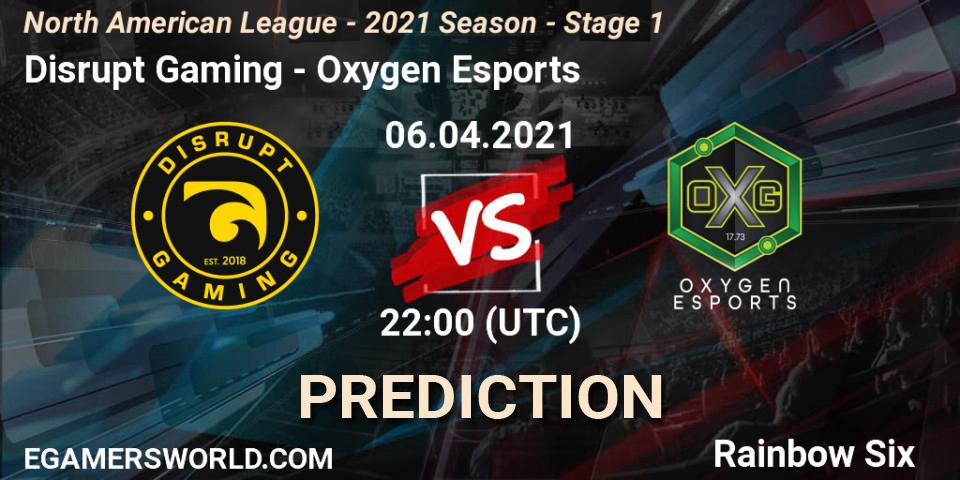 Disrupt Gaming vs Oxygen Esports: Betting TIp, Match Prediction. 06.04.2021 at 22:00. Rainbow Six, North American League - 2021 Season - Stage 1