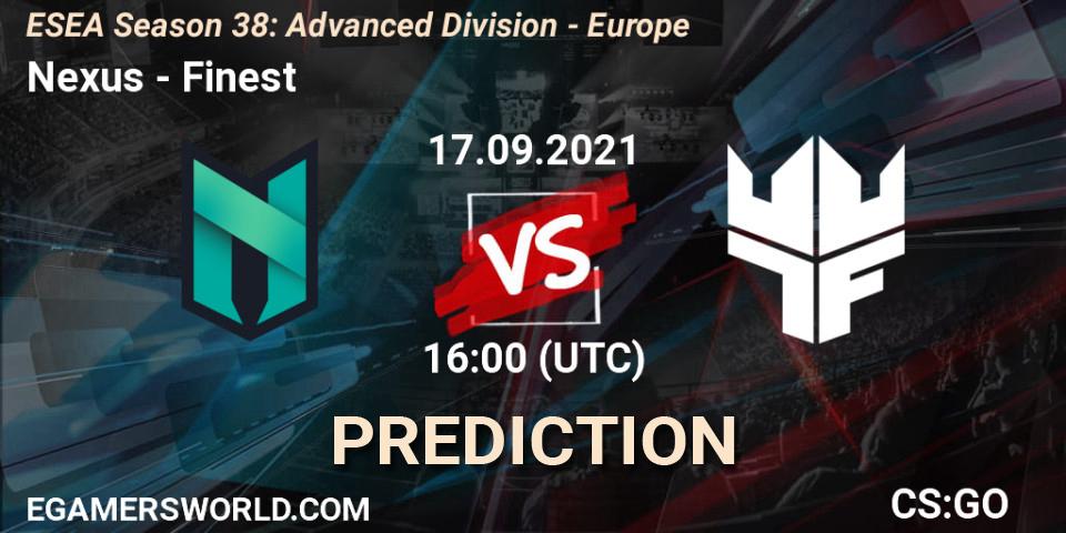 Nexus vs Finest: Betting TIp, Match Prediction. 17.09.21. CS2 (CS:GO), ESEA Season 38: Advanced Division - Europe