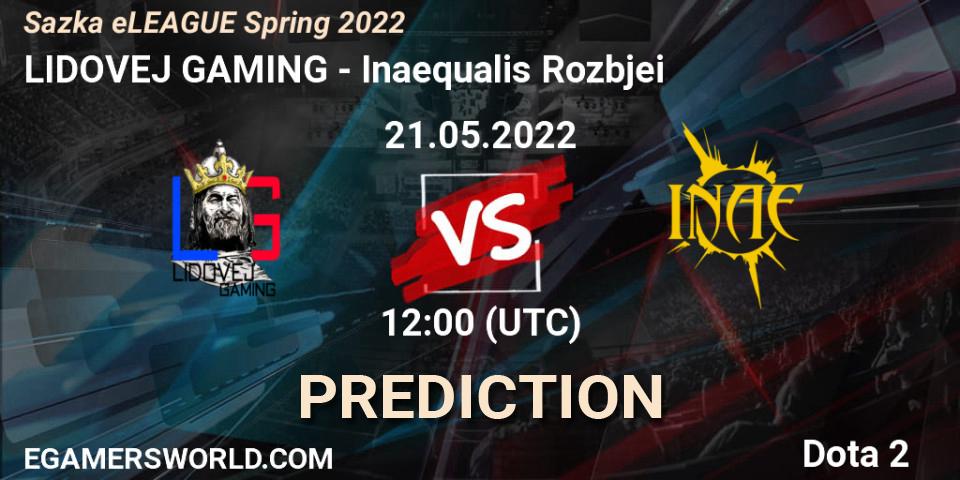 LIDOVEJ GAMING vs Inaequalis Rozbíječi: Betting TIp, Match Prediction. 21.05.2022 at 08:00. Dota 2, Sazka eLEAGUE Spring 2022
